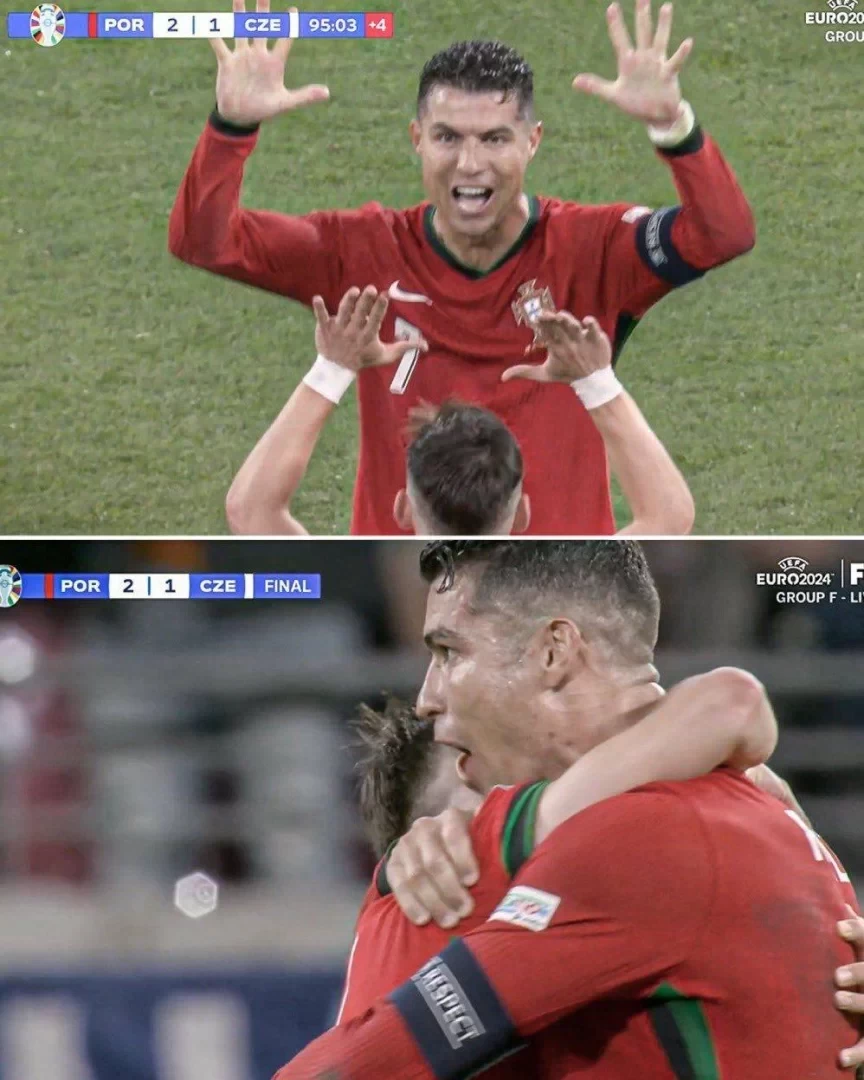 The Real Cristiano Ronaldo: Humble Embrace for Young Teammate, Mocking Gesture Towards Opponent