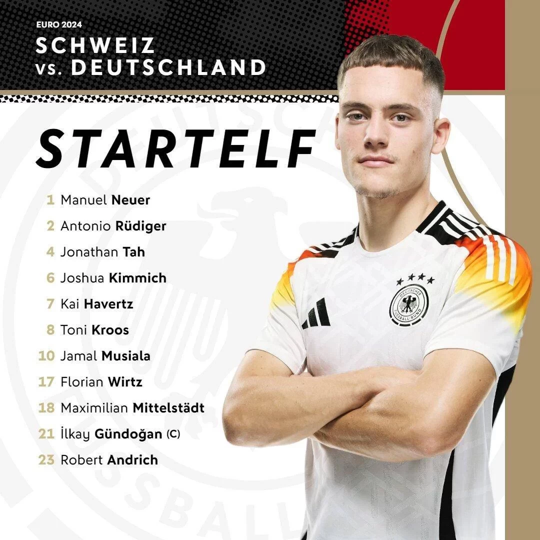 Germany vs. Switzerland Starting Lineups: Kroos, Musiala Start, Wirtz, Gündogan Included