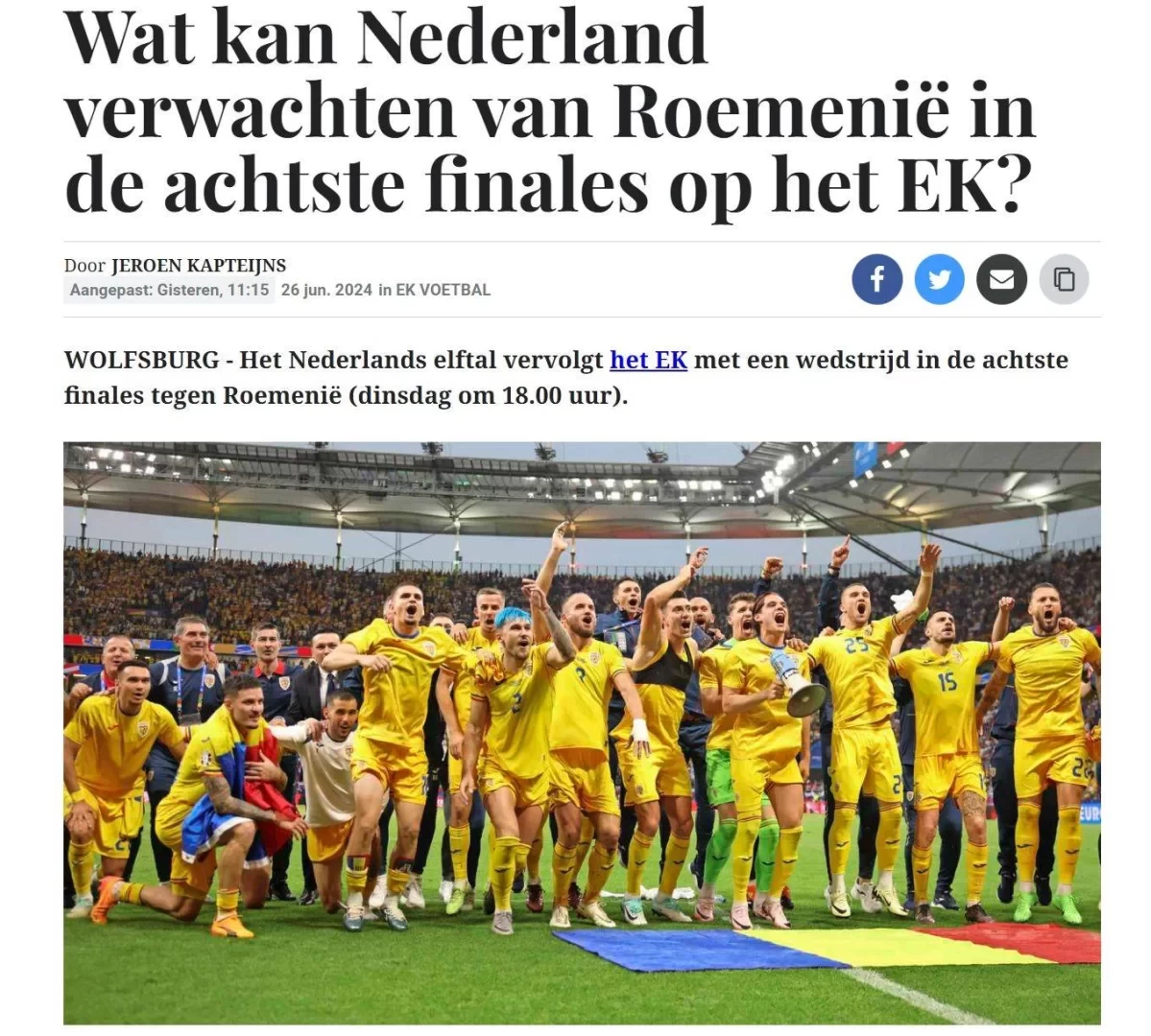 Dutch Media: Netherlands Shouldn’t Underestimate Romania, Their Long-Range Shots and Counterattacks are a Threat