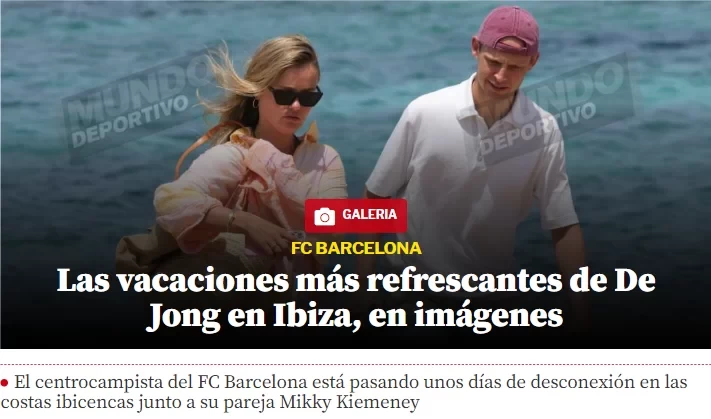 De Jong on holiday in Spain after missing Euro 2024 due to injury