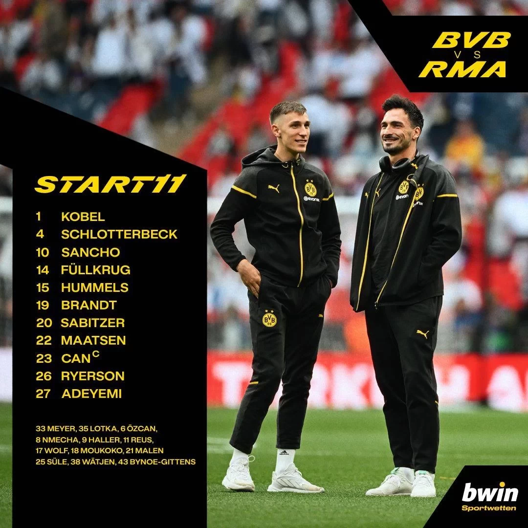 Real Madrid vs. Dortmund Starting Lineups: Kroos, Hummels Lead; Sancho Starts, Modrić, Reus on the Bench