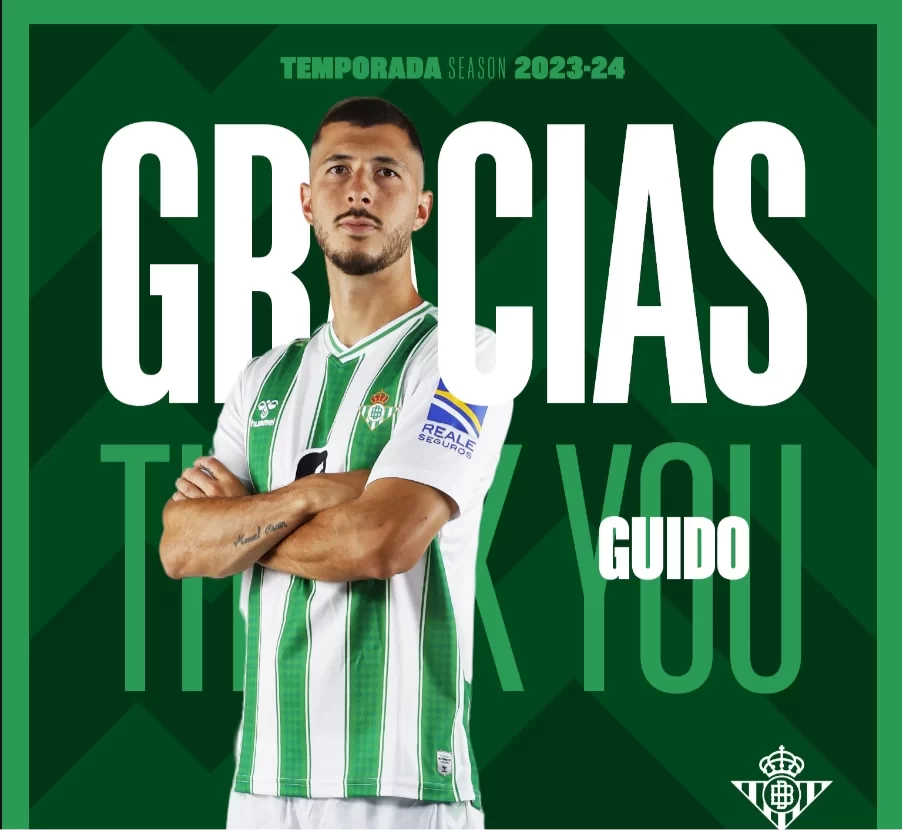 Real Betis officially announce that 30-year-old Argentine international Guido is leaving the club on a free transfer