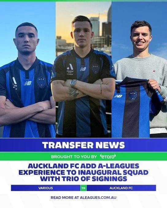 Auckland FC Continue to Strengthen Squad with Signing of Galloway, Elliot, and Champness