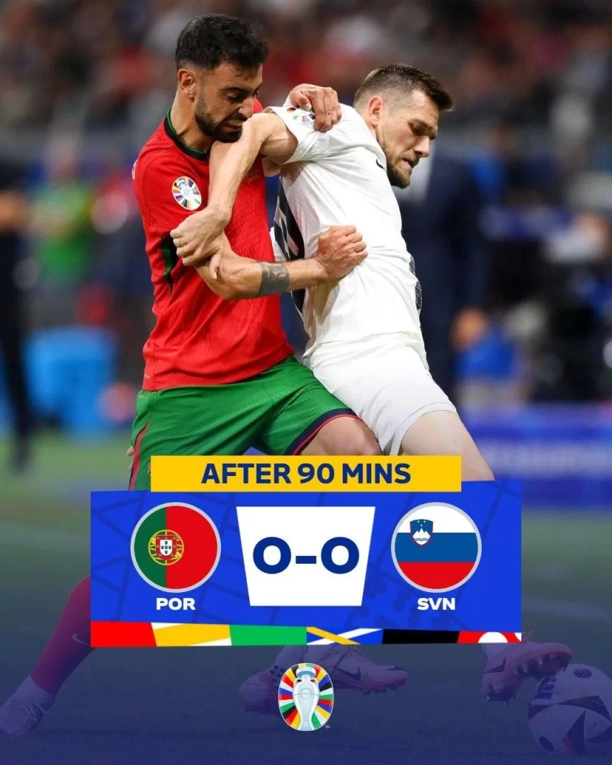 Portugal and Slovenia Draw in Regulation Time, Head to Extra Time