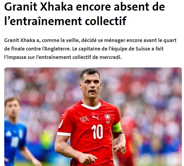 Swiss Media: Xhaka Missed Training with Thigh Issue But Could Play England