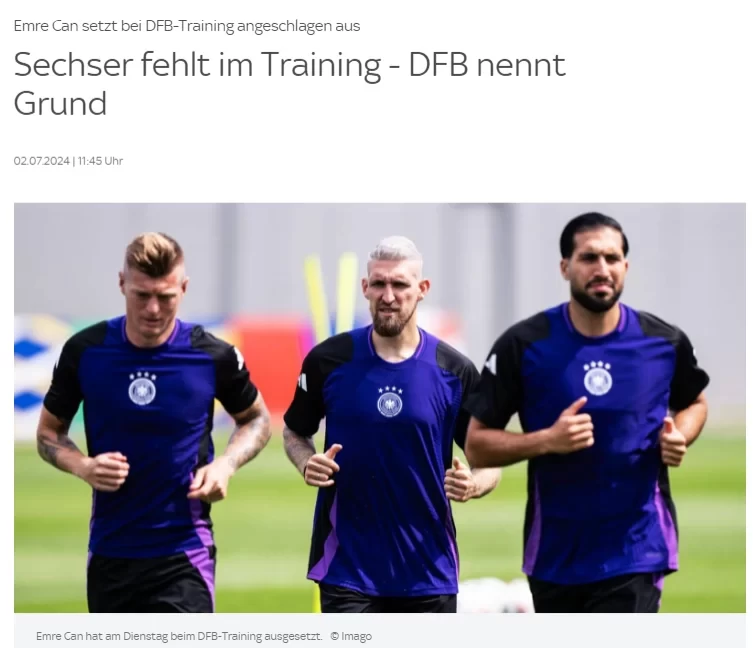 Sky Germany: Emre Can’s absence from training was a precaution, he has minor muscle discomfort