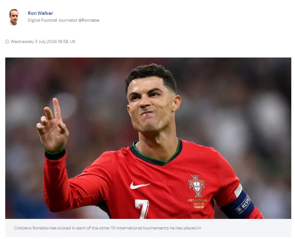 Sky Sports Reporter: Ronaldo and Portugal Can’t Rest on Their Laurels or They’ll Be Like a Singer Singing the Same Song Over and Over