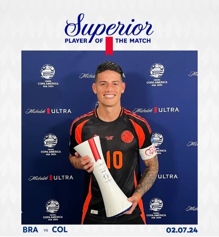 Still shining! Official: J-Rod named Man of the Match in Brazil vs. Colombia