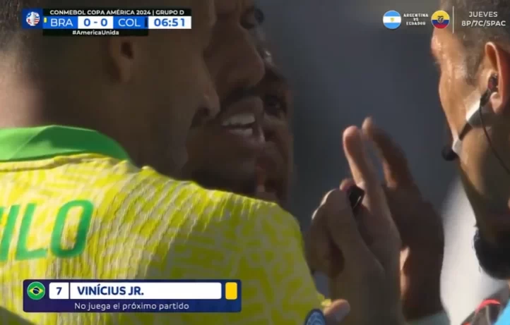 Vinicius Jr. Receives Yellow Card in Opening Minutes, Will Miss Quarterfinal Against Uruguay