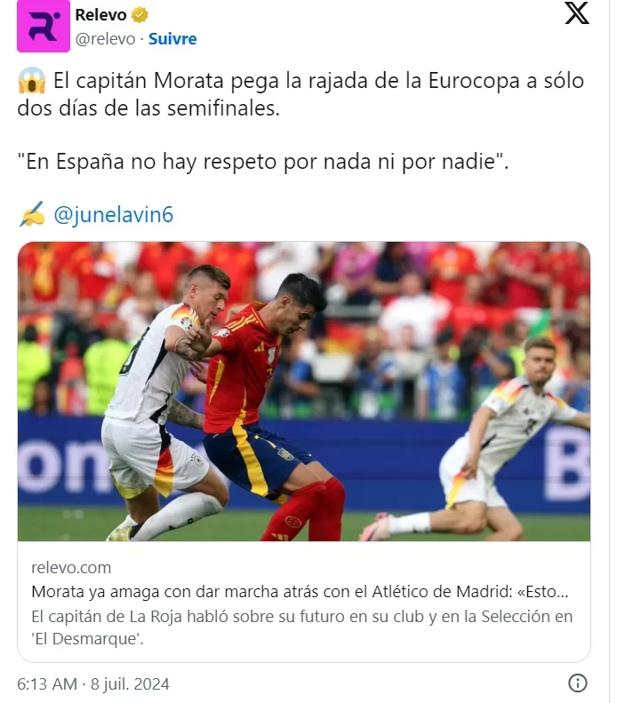 Spanish Media Criticizes Morata: Creates Controversy Before Semifinals, Severely Impacts Team Preparation