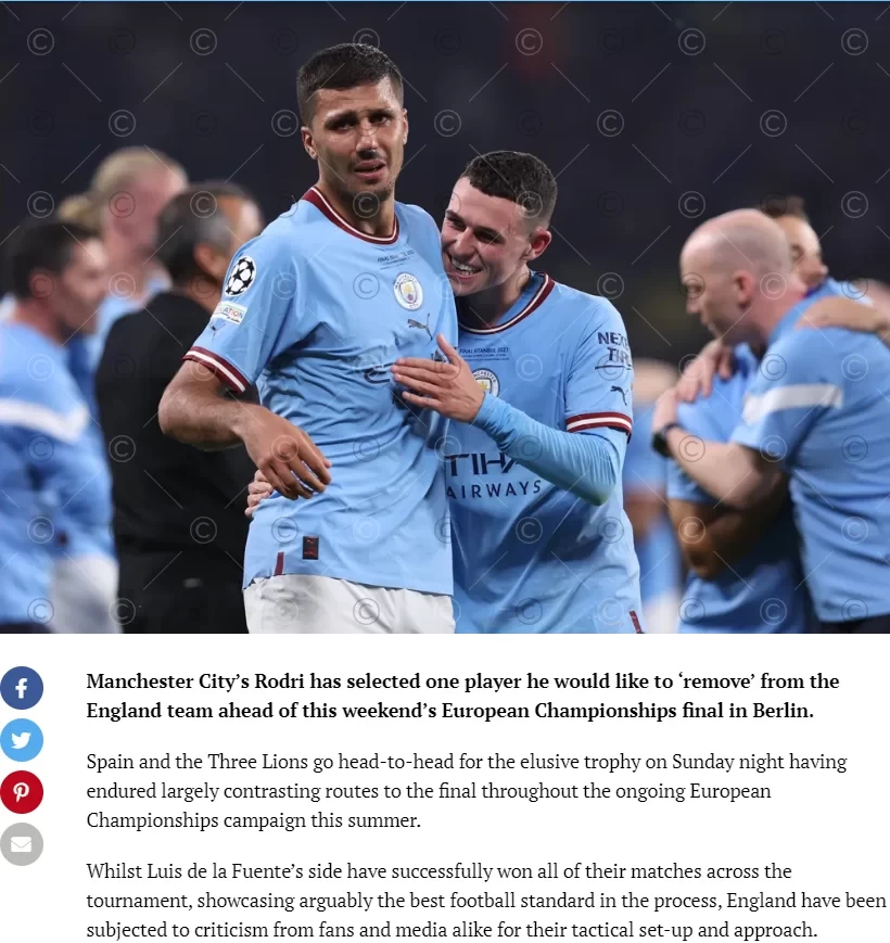 Rodri: If I could decide, I’d leave Foden out of England’s final squad