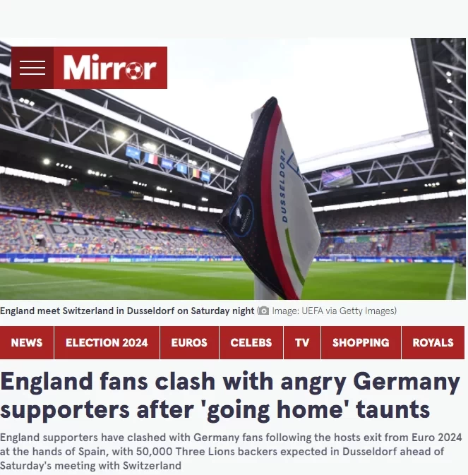 Deserved to be beaten? England fans taunt Germany after their exit, sparking clashes and beer-throwing