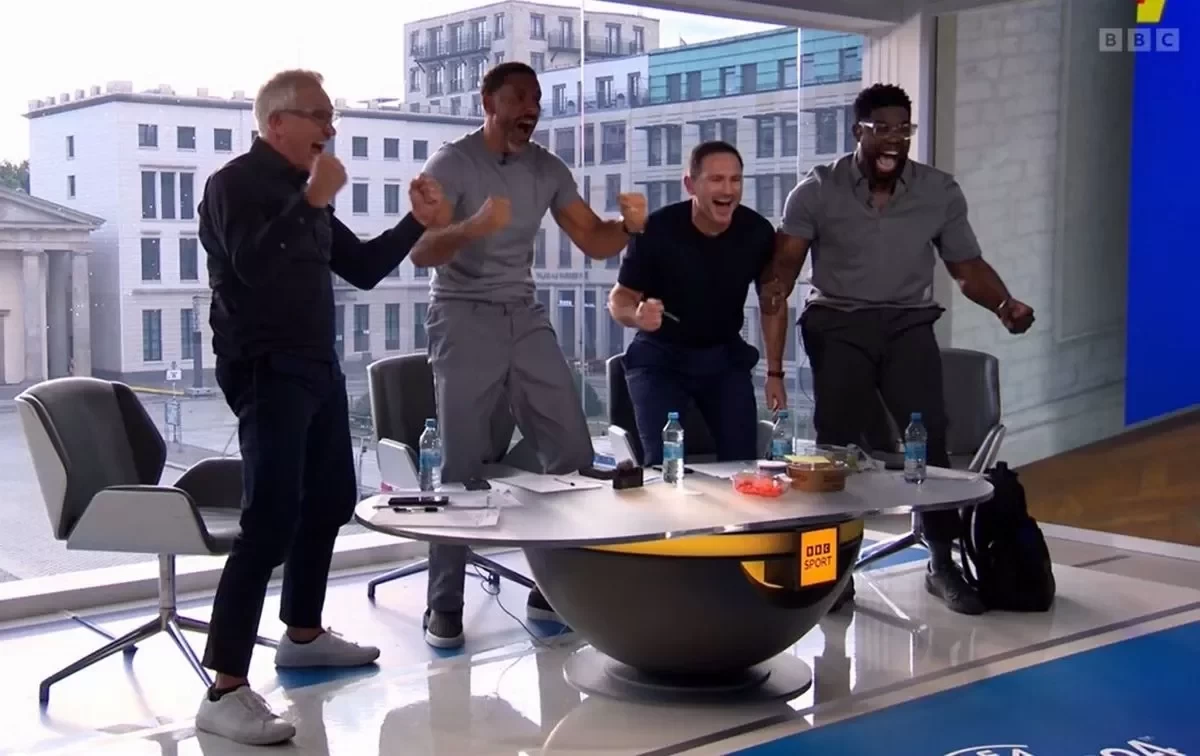 So excited! Lineker celebrates Saka's equalizer with profanity, causing broadcast interruption