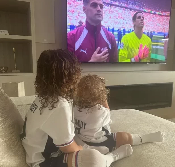 Walker's Wife Watches England Advance from the Sidelines, Ex-Wife Posts Photo of Their Children Watching the Match