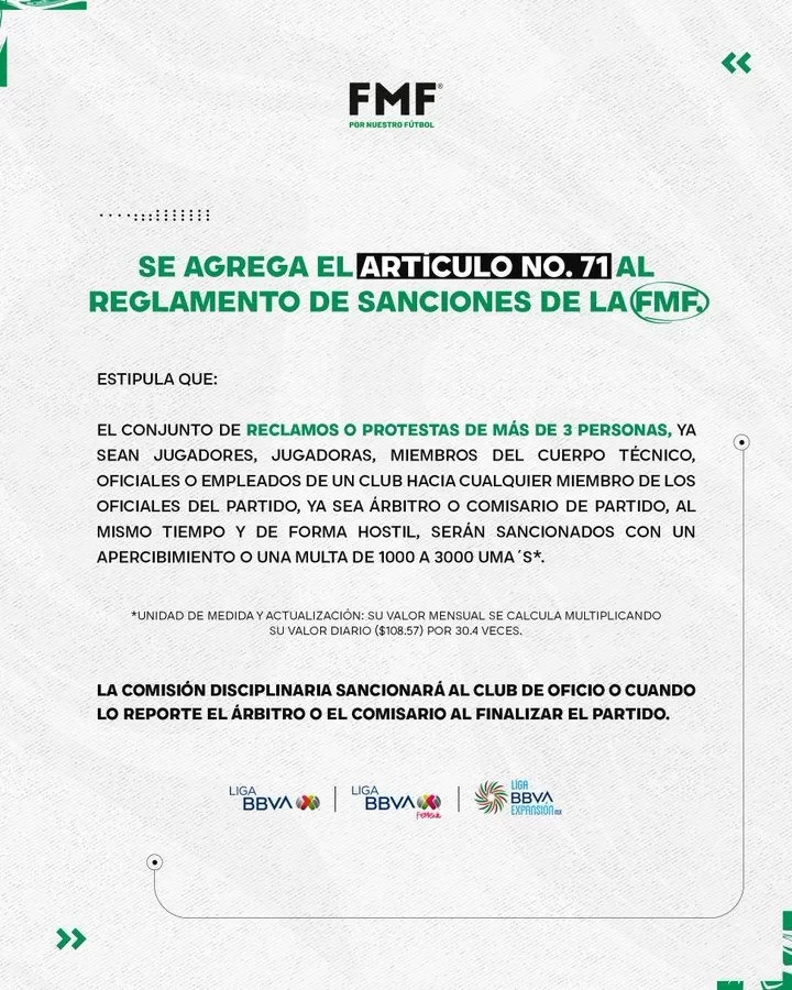 New Liga MX Sanctions for the Season: Fines and Suspensions for Disrespecting Referees, Arbitration for Disputes