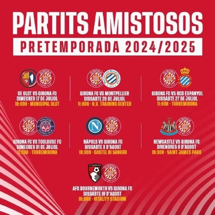 Pre-Season Match Added! Girona Officially Announces a Friendly Against Napoli on August 4th