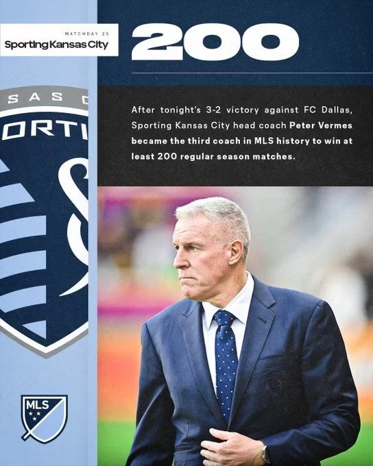 Sporting Kansas City Defeats Dallas, Manager Vermes Reaches MLS Regular Season Milestone