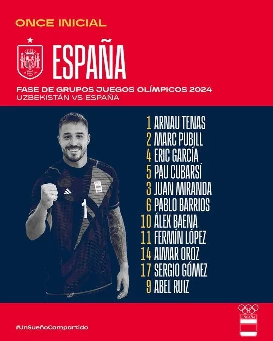 Spain Olympic Team Announces Starting Lineup for First Game: Fermín Leads the Way, Cuba Makes the Starting Eleven