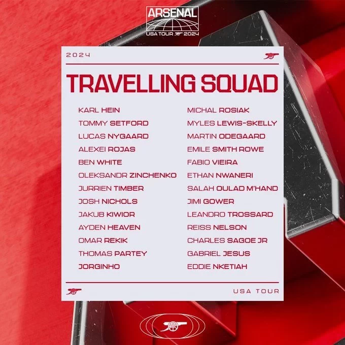 Arsenal Announce US Tour Squad: Jesus, Ødegaard Lead the Way