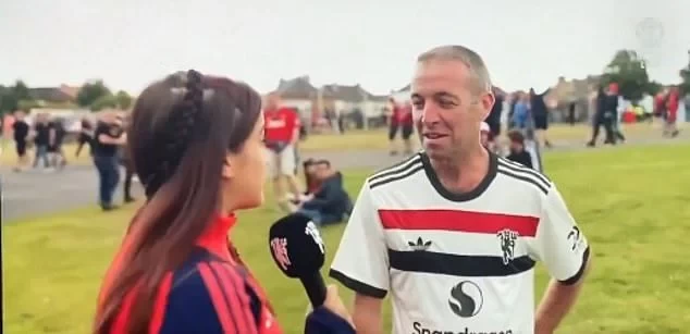 Oops! Man United’s pre-match interview with a fan wearing an unreleased third kit was abruptly cut short.