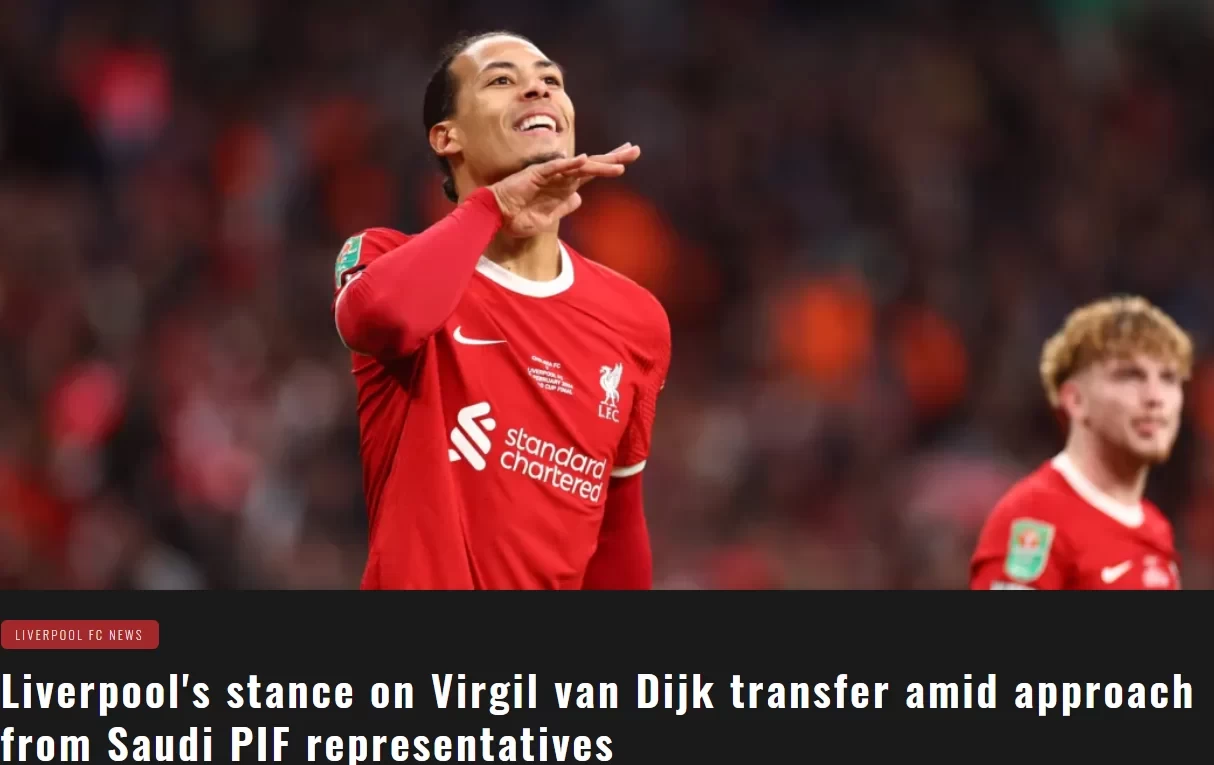 Liverpool set €55m asking price for Van Dijk, Saudi representatives: Exit talks if no reduction