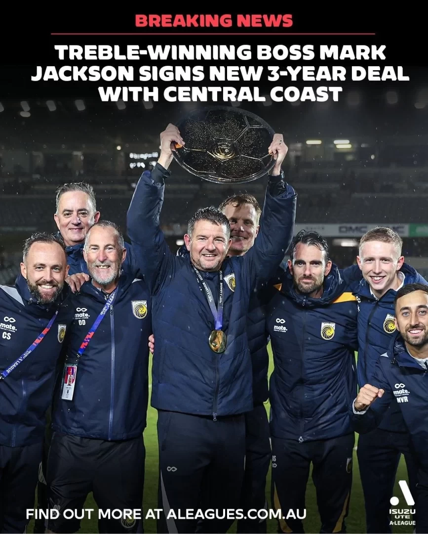 Official: Central Coast Mariners extend contract with manager Mark Jackson for three years