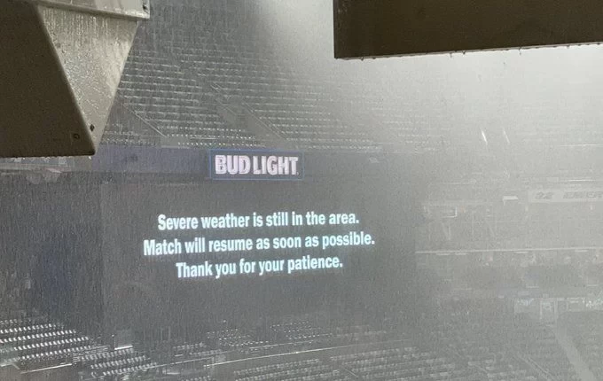 Sport: Official notice says teams must wait 30 minutes after lightning ends, no word on when Real Madrid vs Barca will resume