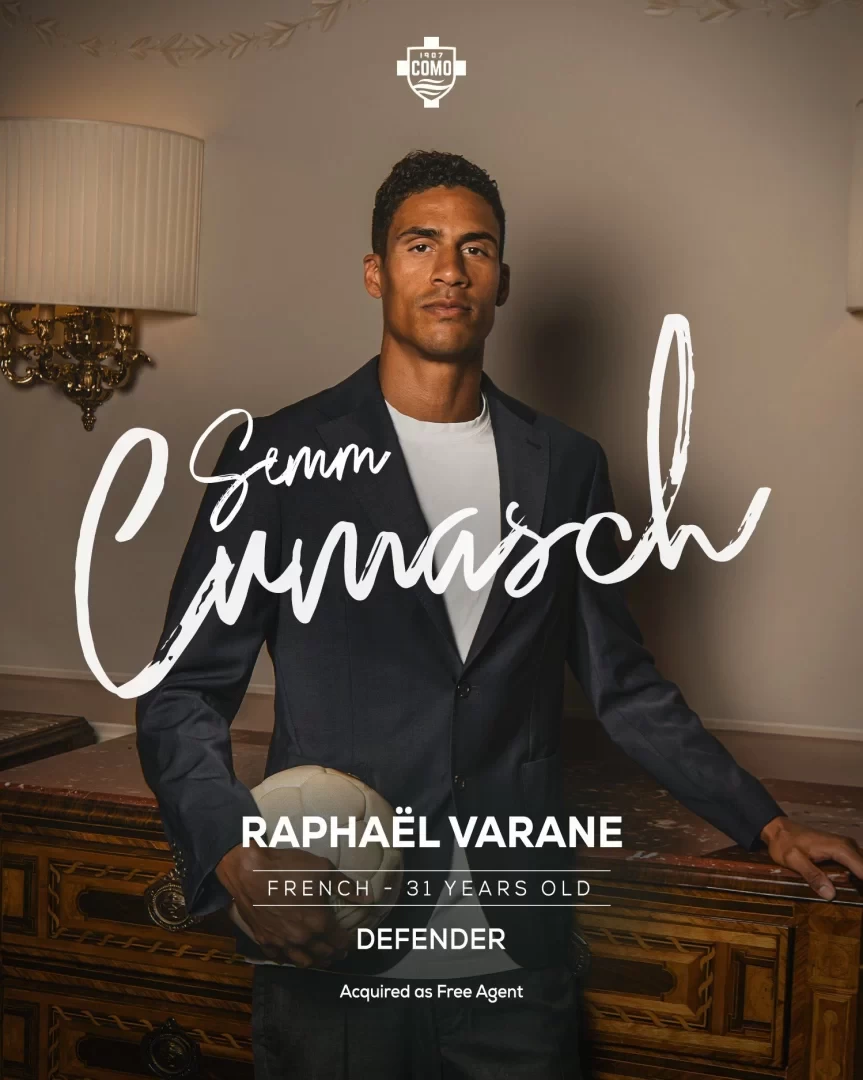 Farewell Red Devils! Official: Varane Joins Serie A Newcomer Como