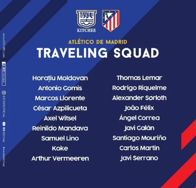 Atletico Madrid Announces Hong Kong Tour Squad: Griezmann, Oblak Absent