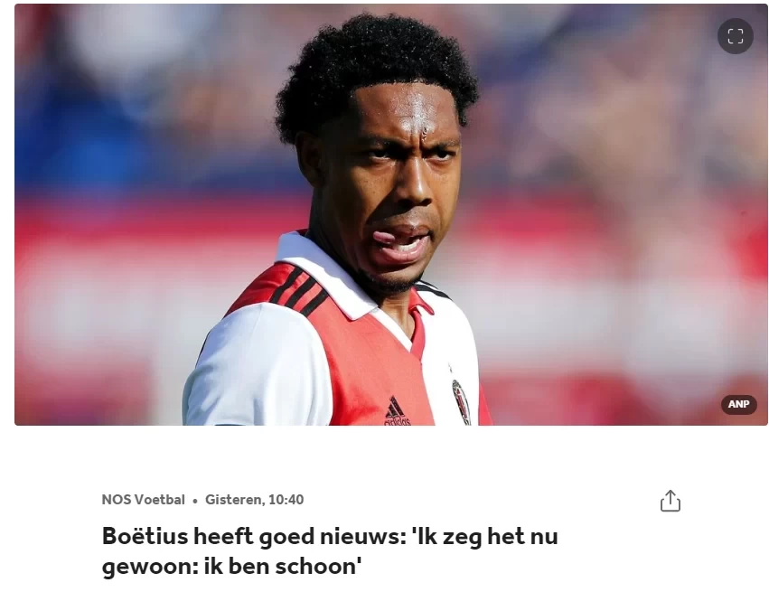 Former Dutch international Boëtius has a tumor removed after surgery and is expected to return to football