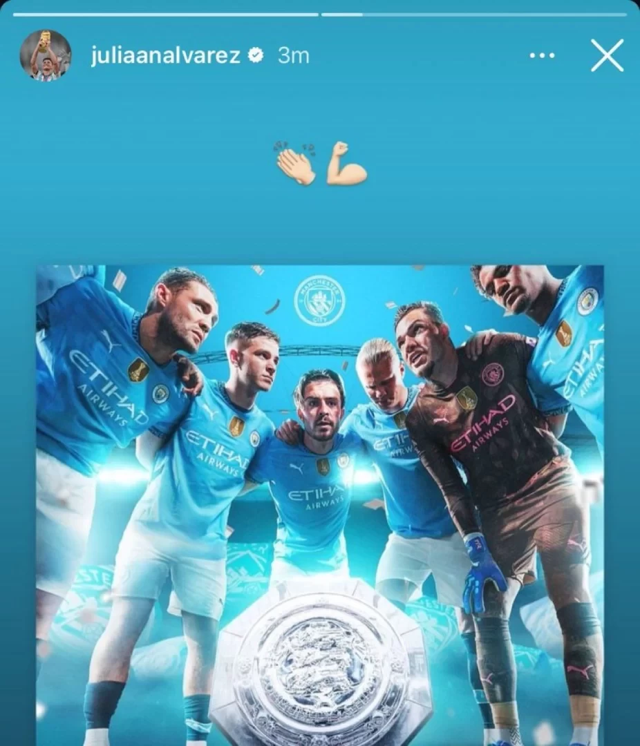 Lying down to win the trophy? Alvarez shares Man City’s Community Shield poster on social media