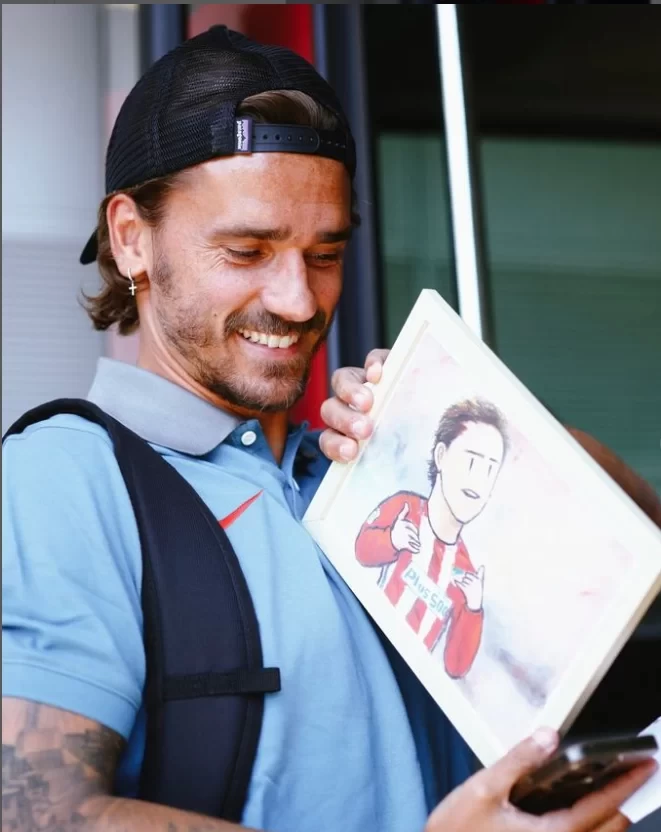 Atletico Madrid social media shared a hand-painted portrait of Griezmann received from a Hong Kong fan