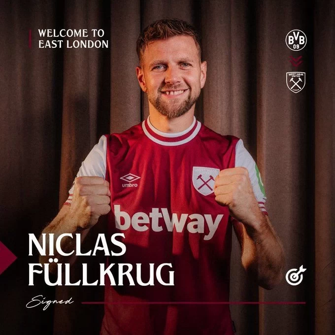 Official: Dortmund striker Füllkrug joins West Ham