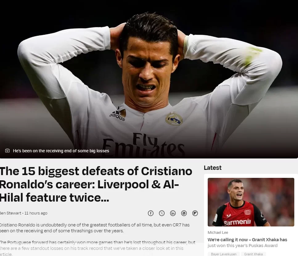 Media reviews Cristiano Ronaldo’s most significant career defeats: twice stopped by Liverpool and Al-Hilal