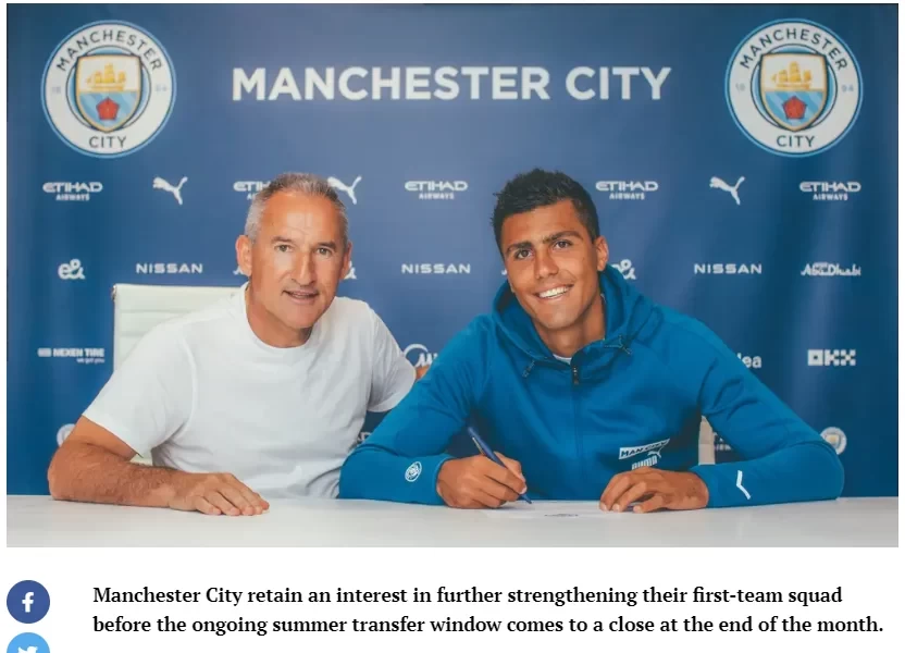 Man City Could Sign More Players Before the Window Closes: Backup for Rodri + Haaland