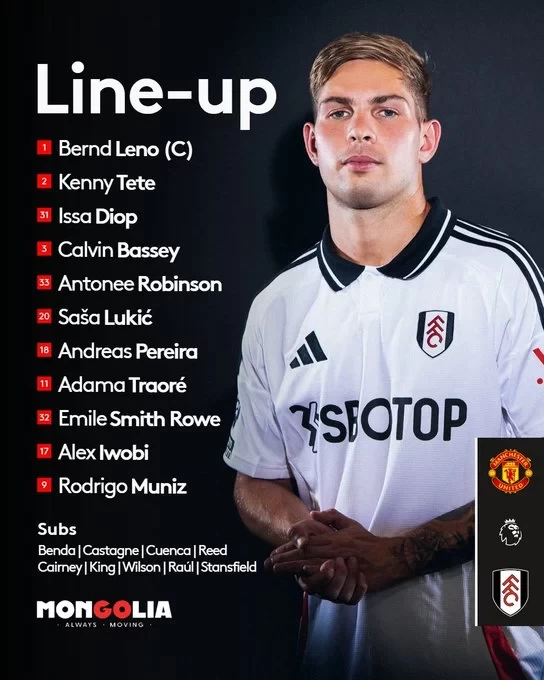 Manchester United vs Fulham Starting Lineups: Bruno Fernandes, Amad Lead the Way, De Ligt on the Bench