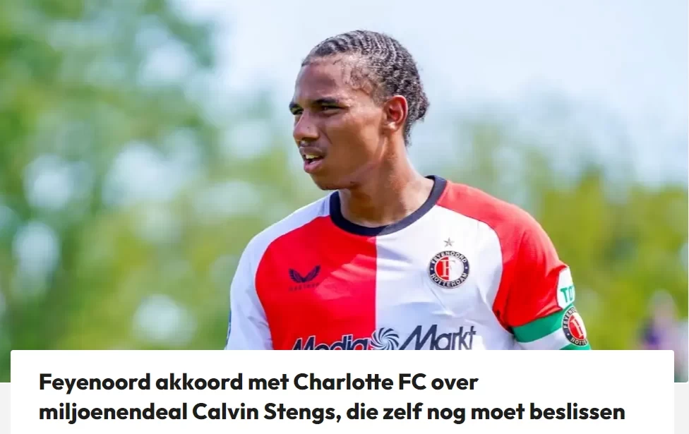 Dutch media: Dutch international Stengs set to leave Feyenoord for Charlotte FC