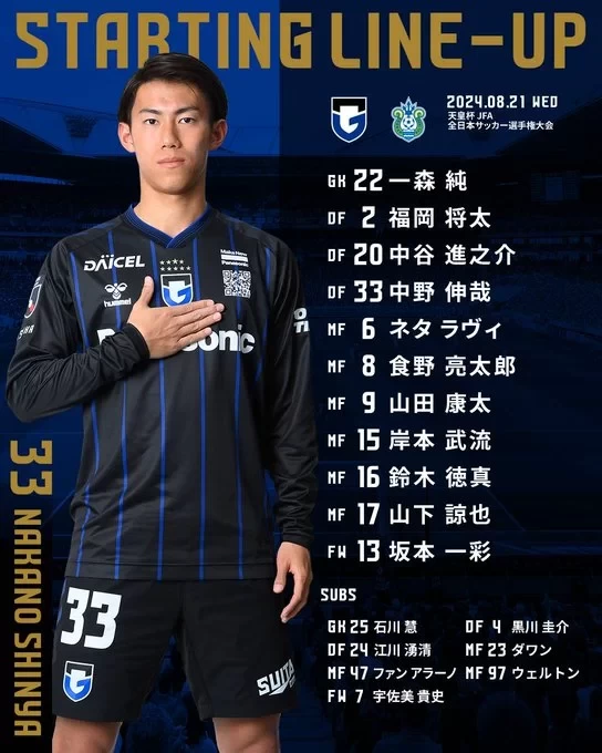 Emperor’s Cup Starting Lineups: Gamba, Shonan, Kobe with Semi-Main Squads, Nagasaki, Yokohama FC with Large Rotations