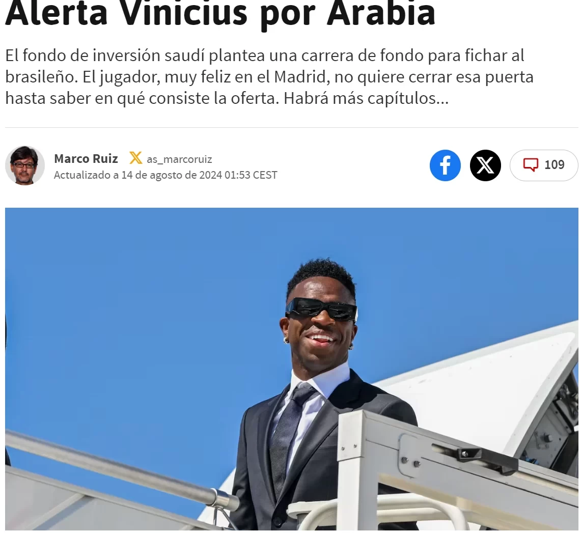 AS: Vinicius does not rule out a move to Saudi Arabia, he also wants to know what kind of contract he can get