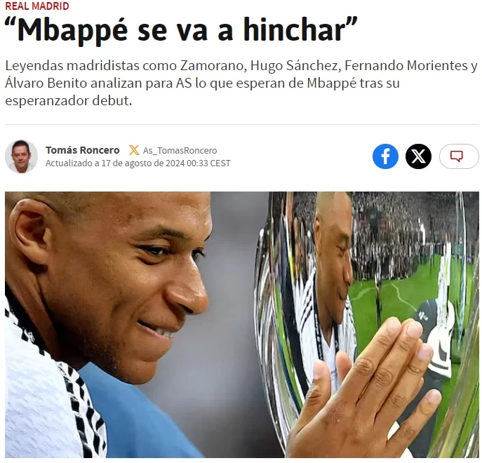 Real Madrid Legend: Mbappe Will Write History Like Ronaldo, He Will Score Goals Like Crazy Here