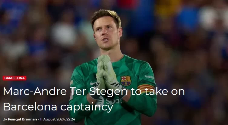 Ter Stegen to replace Roberto as new team captain, Barca has changed captains in recent years