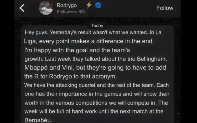 Is there chaos in the Real Madrid dressing room? Rodrygo on social media: “My ‘R’ should be added before the name of the BMV combination”