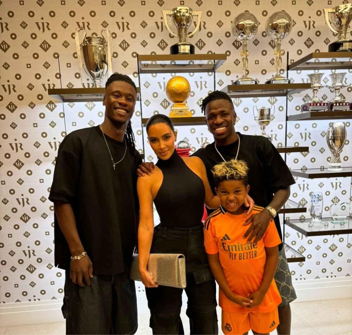 Kim Kardashian Visits Real Madrid Training Ground, Poses for Photos with Bellingham, Vinicius and Others